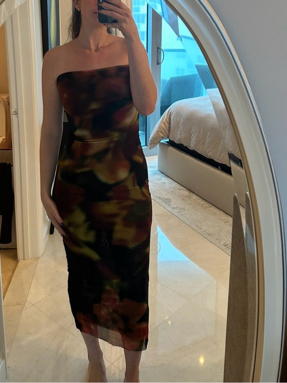 Zara Strapless Floral Sheath Dress in Black and Multicolor